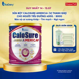 Sữa bột Calosure America+ (Vị thanh nhẹ) cho người tiểu đường - Giúp bảo vệ cơ xương khớp, tim mạch 800g
