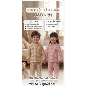 Bộ Ngủ Pijama Phong Cách Hàn Quốc Cho Bé Trai, Bé Gái - Chất Liệu Kate Siêu Mát Cực Thích -H&Đ