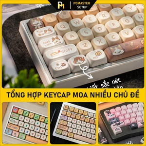 Keycap pbt MOA Matcha Meomeo Corgi...in dyesub không mờ cạnh dày 1.4mm cho bàn phím cơ pcmastersetup