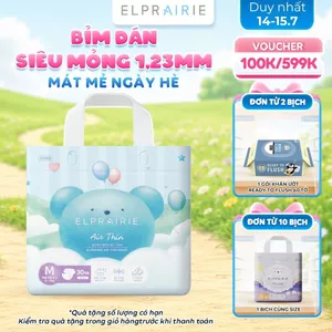 Combo 3 Tã/Bỉm Dán ELPRAIRIE Air Thin Hàn Quốc Mềm Mát Tối Đa, Khô Thoáng Chống Tràn, Đủ Size Cho Bé từ 6.5kg đến 14kg