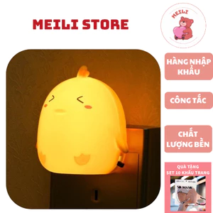 Đèn Ngủ Cắm Điện Mini Gà Chip, Công Tắc Đóng Mở, Tiết Kiệm Điện Năng, Ánh Sáng Vàng Dịu