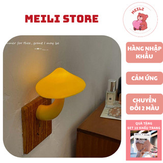 ( TẶNG SET 10 KHẨU TRANG) Đèn Ngủ Cắm Điện Mini Hình Nấm, Cảm Ứng Sáng Tự Động, Tiết Kiệm Điện Năng, Ánh Sáng Dịu