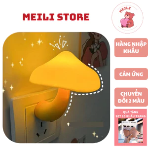 Đèn Ngủ Cắm Điện Mini Hình Nấm, Cảm Ứng Tự Đổi Màu, Tiết Kiệm Điện Năng, Ánh Sáng Dịu