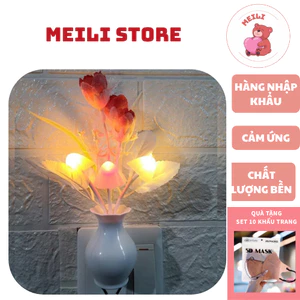 Đèn Ngủ Cắm Điện Mini Nấm Hoa Hồng, Đèn Cảm Ứng Ánh Sáng Tự Đổi Màu Size 17cm MEILI STORE