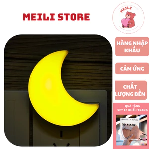 Đèn Ngủ Cắm Điện Mini Trăng Vàng, Cảm Ứng Ánh Sáng Tự Động Ánh Sáng Dịu MEILI STORE