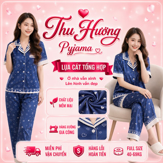 [DEAL MUA NGAY] Bộ Đồ Pijama Mặc Nhà Quần Dài Lụa Mềm Mịn Form Suông Thoải Mái Full Size 40-69kg