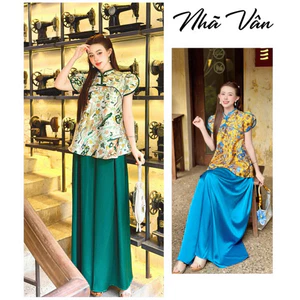 🔥🧧SÉT ÁO TẾT NHÃ VÂN PHỐI QUẦN LỤA SUÔNG (sét mặc Tết, Trung Thu, diện đi Lễ chùa, pháp phục cao cấp, TKCC)
