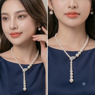[N1113] Phụ kiện trang sức ngọc nhân tạo đá, chuỗi ngọc nhân tạo đá, chuỗi chuỗi ngọc nhân tạo đá, Dây Chuyền Ngọc Trai