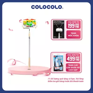 Cây Lăn Bụi Sàn Nhà Cán Dài COLOCOLO Nhật Bản, lăn vụn thức ăn, lông thú cưng, tóc rụng, bụi li ti, lõi 160 mm x 30 lớp