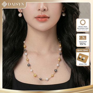 [N1131] Vòng Cổ, Dây Chuyền, Mix Ngọc Nhân Tạo Xám Đen Trắng Vàng Sang Trọng Cho Nữ - DAISYN