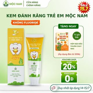 Kem đánh răng trẻ em thảo dược Mộc Nam - Không chứa Fluoride, ngừa sâu răng, an toàn khi nuốt