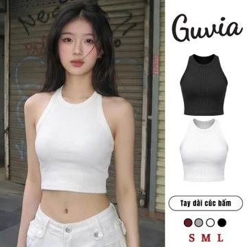 Áo Croptop Ba Lỗ Nữ NGƯỢC Trơn Ôm Body Chất Tốt, Áo CRT Kiểu nữ ôm thun gân mềm mát GUVIA CR1