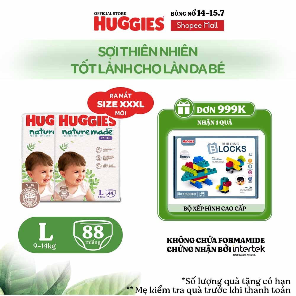 Combo 2 Tã Quần Huggies Platinum Nature Made L44
