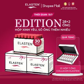 3 Hộp Collagen Elasten Giúp Da Căng Mịn, Chống Lão Hóa, Hỗ Trợ Cho Tóc Chắc Khỏe 3x30 ống 25ml