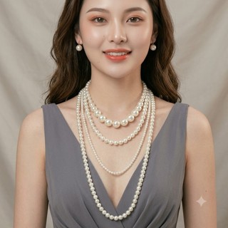 [ DAISYN ] N647 dây chuyền áo dài , dây chuyền áo tấc, vòng cổ cưới 4 sợi ngọc trai nhân tạo  sang trọng