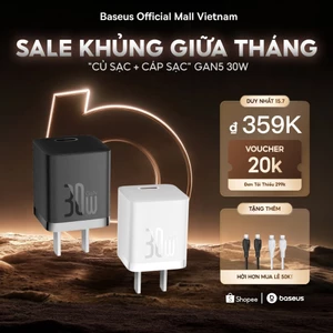 Củ Sạc Baseus 30W GaN5 Hỗ Trợ Sạc Nhanh PD QC PPS với Cáp Type C cho phone kèm dây 30W