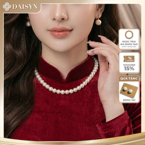 N850 choker dây chuyền hạt ngọc trai nhân tạo 8li, chuỗi hạt ngọc trai nhân tạo sang trọng
