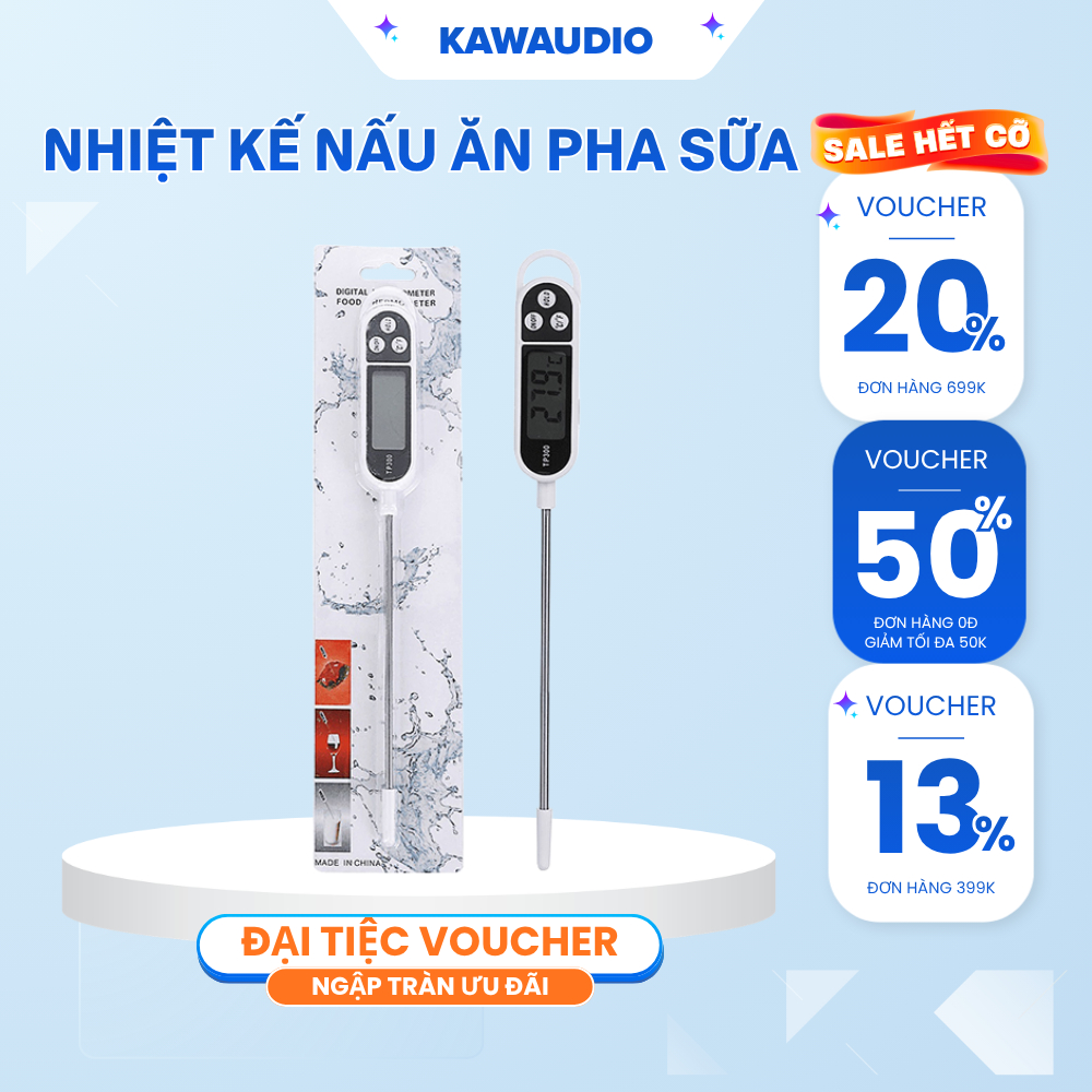 Nhiệt Kế Nấu Ăn Pha Sữa KAW Đầu Dò Inox, Đo Nhiệt Độ Thực Phẩm, BBQ, Làm Bánh, Sai Số Thấp Bảo Hành 12 Tháng