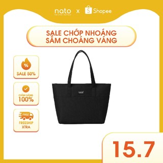 Túi tote vải canvas nữ Natoli làm công sở to, xinh, đựng laptop có khóa kéo Elegant Chicbag T4
