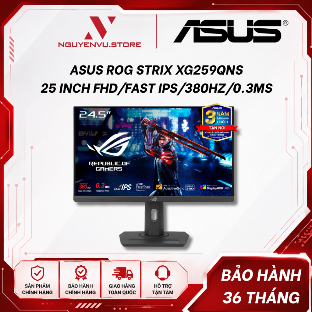 Màn Hình Gaming ASUS ROG Strix XG259QNS/XG259QNS-W 25 inch (FHD/Fast IPS/380Hz/0.3ms) - XG259QNSR 24.5 Inch 420Hz | BigBuy360 - bigbuy360.vn
