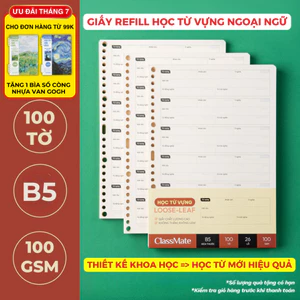 Giấy Refill 100gsm Học Từ Vựng CLASSMATE Thiết Kế Khoa Học Dùng Học Tiếng Anh Trung Giấy Dày Tráng Keo