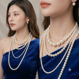 [ DAISYN ] N647 dây chuyền áo dài , dây chuyền áo tấc, vòng cổ cưới 4 sợi ngọc trai nhân tạo  sang trọng