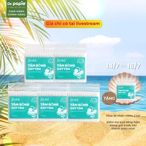 Tăm Bông NGƯỜI LỚN Zubi 2 Đầu Xoắn Tròn 100% Bông Thiên Nhiên Dr.Papie (100c/Túi)