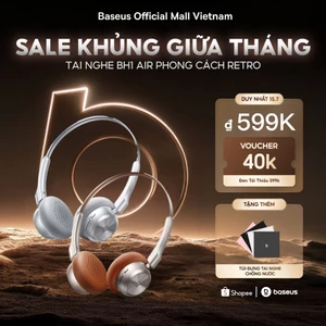 Tai Nghe Chụp Tai Baseus Bass BH1 Air - Thiết Kế Retro Siêu Nhẹ 90g, Pin 80h, Chống Ồn ENC Thông Minh Lọc Sạch Tạp Âm