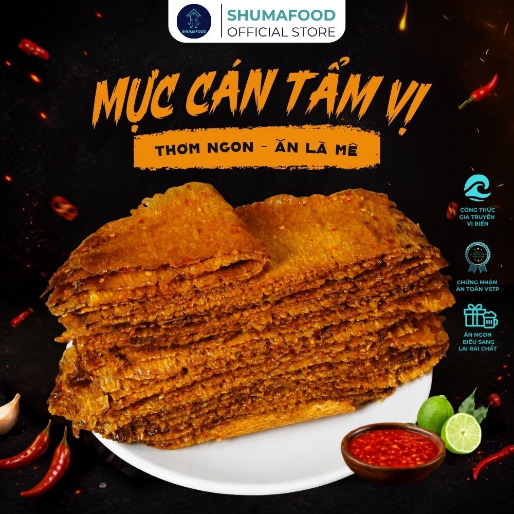 Mực Cán Tẩm Vị  2 Hũ x 150g ShumaFood, Đặc Sản Ăn Vặt Nha Trang