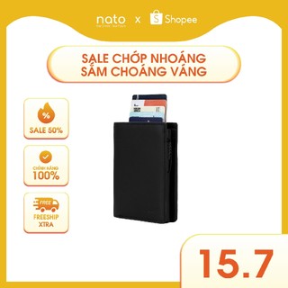 Ví da nam thông minh Natoli dáng đứng, bóp đựng thẻ gập đôi cao cấp Ryder Wallet V9
