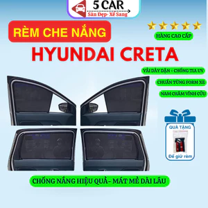 Rèm Che Nắng Ô Tô Hít Nam Châm Xe Hyundai Creta 2022-NAY, Chuẩn Khít Từng xe, che nắng tốt, Chống Tia UV- Bộ 4 Tấm