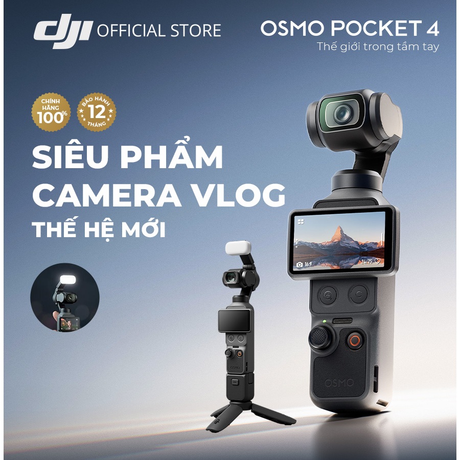 DJI Osmo Pocket 4 camera quay vlog bỏ túi nhỏ gọn chất lượng cao, bộ nhớ trong 107GB (DJI OP4)