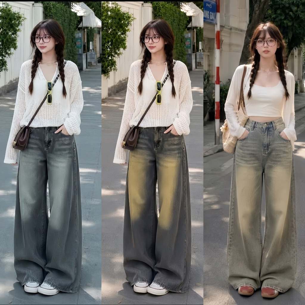 Quần Jean Ống Rộng Suông Basic Ống 30-33cm Dễ Mix Đồ Năng Động,Quần Jean Dài chất liệu Denim form nam nữ