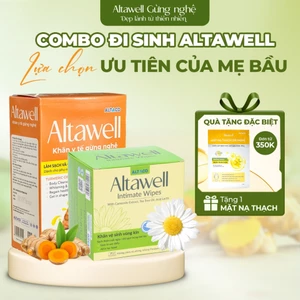 Combo Đi Sinh Altawell Khăn Y Tế Gừng Nghệ & Khăn Vệ Sinh Phụ Nữ - Hỗ Trợ Làm Sạch, Khử Mùi, Lành Tính, Tiện Lợi