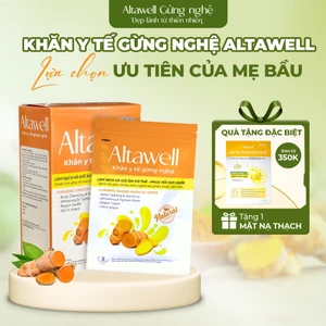 Khăn Y Tế Gừng Nghệ Altawell Hộp 30 Khăn, 1 Gói 6 Khăn Hỗ Trợ Làm Sạch Khử Mùi Sáng Da Giữ Ấm Cho Mẹ Bầu