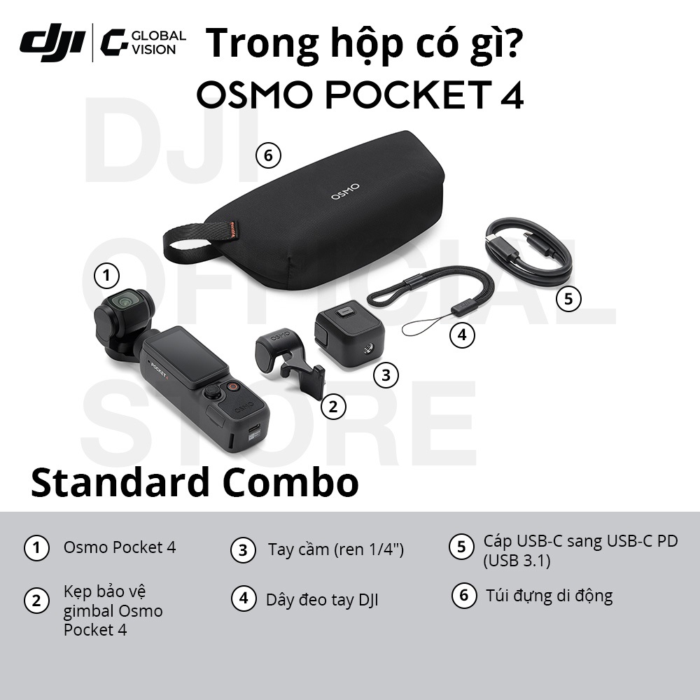 DJI Osmo Pocket 4 camera quay vlog bỏ túi nhỏ gọn chất lượng cao, bộ nhớ trong 107GB (DJI OP4) | BigBuy360 - bigbuy360.vn