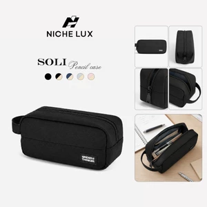 Hộp Bút SOLI Canvas Đa Năng 2 Ngăn Đựng Bút Mỹ Phẩm Đi Làm Đi Học Đi Chơi Du Lịch | NICHE LUXURY