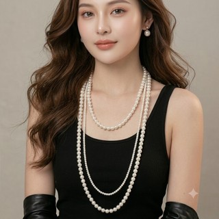 [NgocDaisy] N396 vòng cổ hạt Trai, dây chuyền hạt ngọc nhân tạo đá dây chuyền mang áo dài 3 sợi dài nhiều kích cỡ