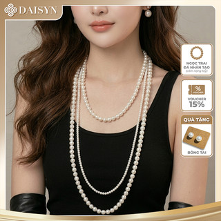 [NgocDaisy] N396 vòng cổ hạt Trai, dây chuyền hạt ngọc nhân tạo đá dây chuyền mang áo dài 3 sợi dài nhiều kích cỡ