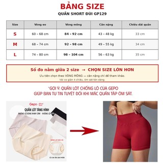 Quần Short Đùi Tập Gym Cạp Cao Lưng V Có Chun Bản Nâng Cấp 10%Elsaten Gepo GP129