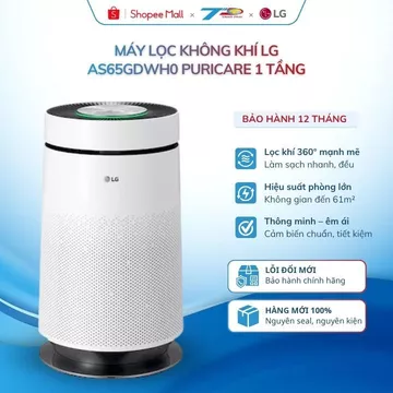 Máy Lọc Không Khí LG PuriCare 1 Tầng Lọc Bụi Siêu Mịn AS65GDWH0 |Bảo Hành Chính Hãng, Hàng Mới 100%