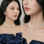 N627 choker vòng cổ áo dài , dây chuyền áo tấc, dây chuyền váy cưới 3 sợi 5mm ngọc trai nhân tạo sang trọng