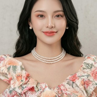 [ DAISYN ] N627 choker vòng cổ áo dài , dây chuyền áo tấc, dây chuyền váy cưới 3 sợi 5mm ngọc trai nhân tạo sang trọng