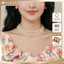 N627 choker vòng cổ áo dài , dây chuyền áo tấc, dây chuyền váy cưới 3 sợi 5mm ngọc trai nhân tạo sang trọng