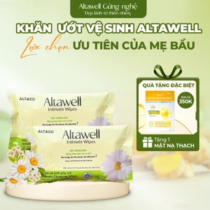 Khăn Vệ Sinh Vùng Kín Altawell Initimate Wipes Gói 10 Khăn Hỗ Trợ Làm Sạch Khử Mùi Côbé, Ngừa Vi/êm N/ấm, Khô Rát, Cân B