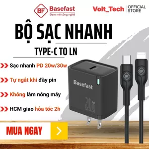 Bộ Sạc Nhanh Basefast Chính Hãng 20W/30W - Cáp sạc C to Ln, C to C dài 1m, Chống Cháy, Tự Ngắt Sạc
