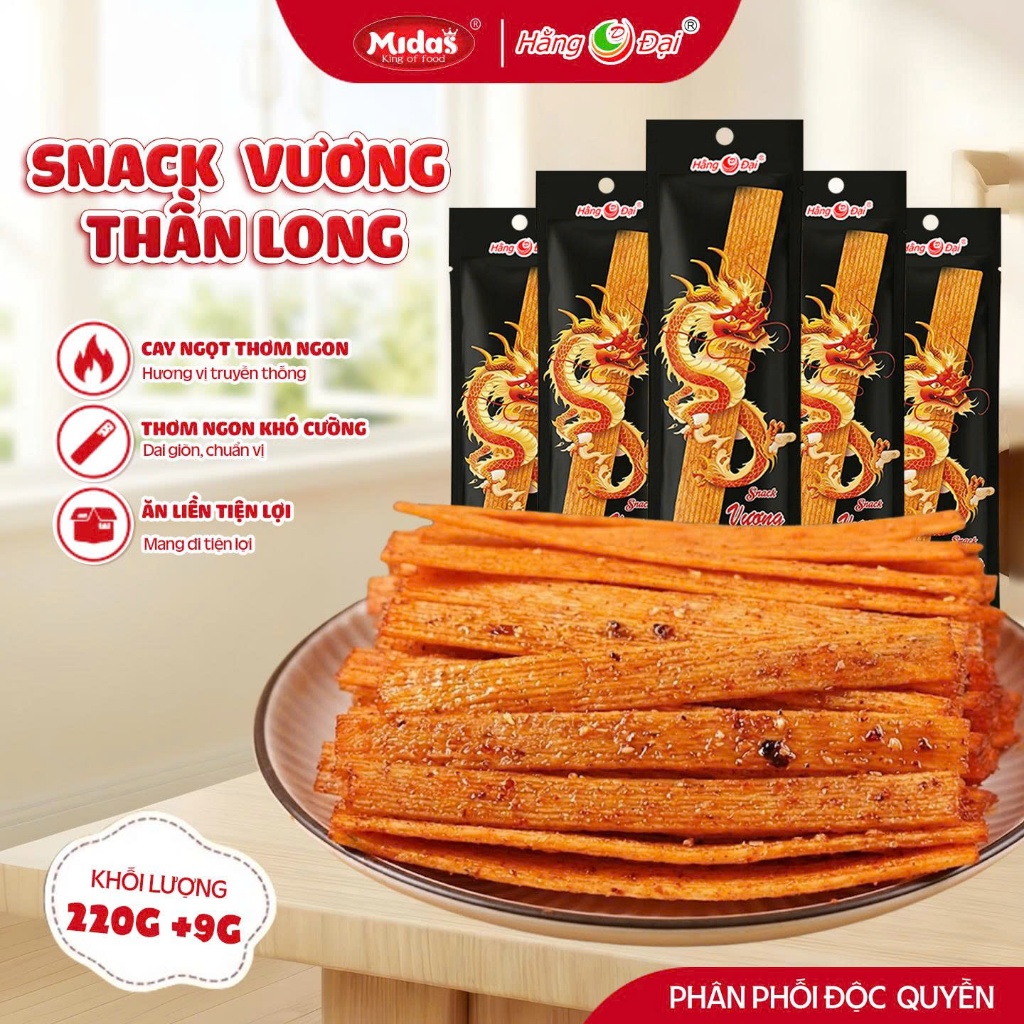 VƯƠNG THẦN LONG Hằng Đại 220g, gói lớn ăn vặt tuổi thơ -1G