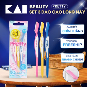 Set 3 Dao Cạo Lông Mày Cán Dài Kai Razor Pretty 3P FRML-3PN Dành Cho Nữ