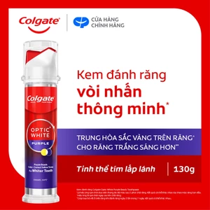 Kem đánh răng Colgate vòi nhấn thông minh Optic White Purple x IU, cho răng trắng sáng hơn 130g/ống
