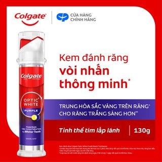 [Bản giới hạn] Kem đánh răng Colgate vòi nhấn thông minh Optic White Purple x IU, cho răng trắng sáng hơn 130g/ống